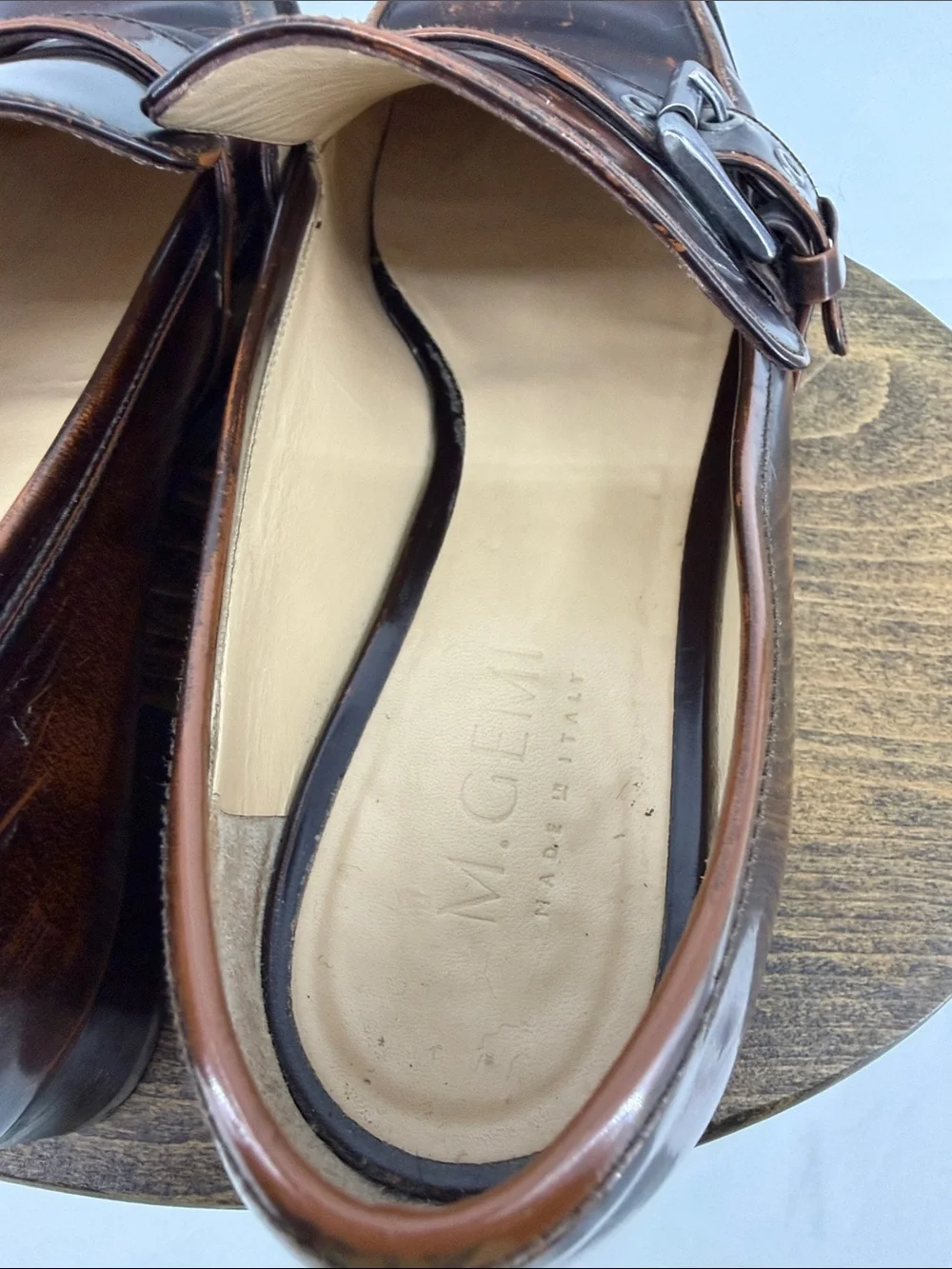 M.Gemi Womens Leather Made in Italy Heeled Loafers w/ Buckle, sz 38